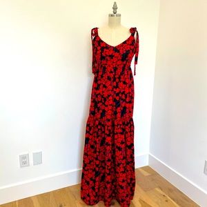 Caara red floral maxi dress